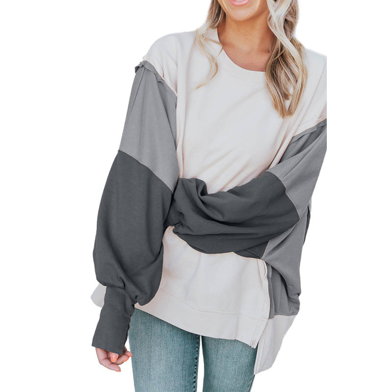 Women's Colorblock Long Sleeve Casual Pullover Sweatshirt