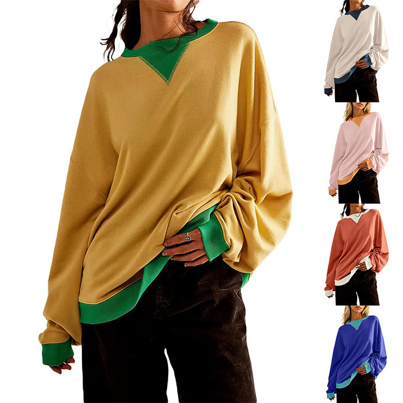 Women's Color Block Loose Casual Sweater