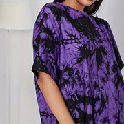 Purple Tie-Dye Pullover T-Shirt – Loose Fit, Short Sleeve