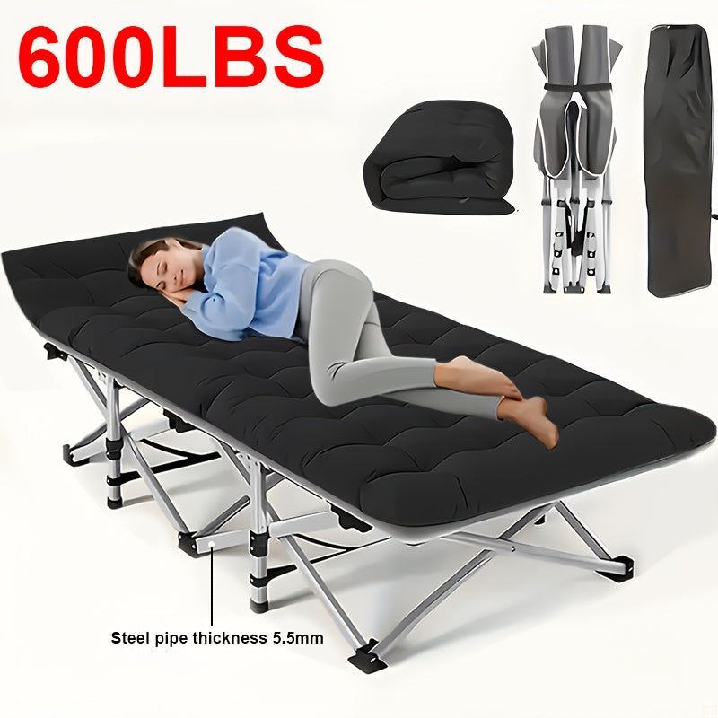 1 X 75 Inch Folding Bed, Camping Bed, Portable Folding Guest Bed with Mattress, 700-Pound Capacity, Adult Bed for Outdoor Travel, Poolside, Patio, Terrace, Camping