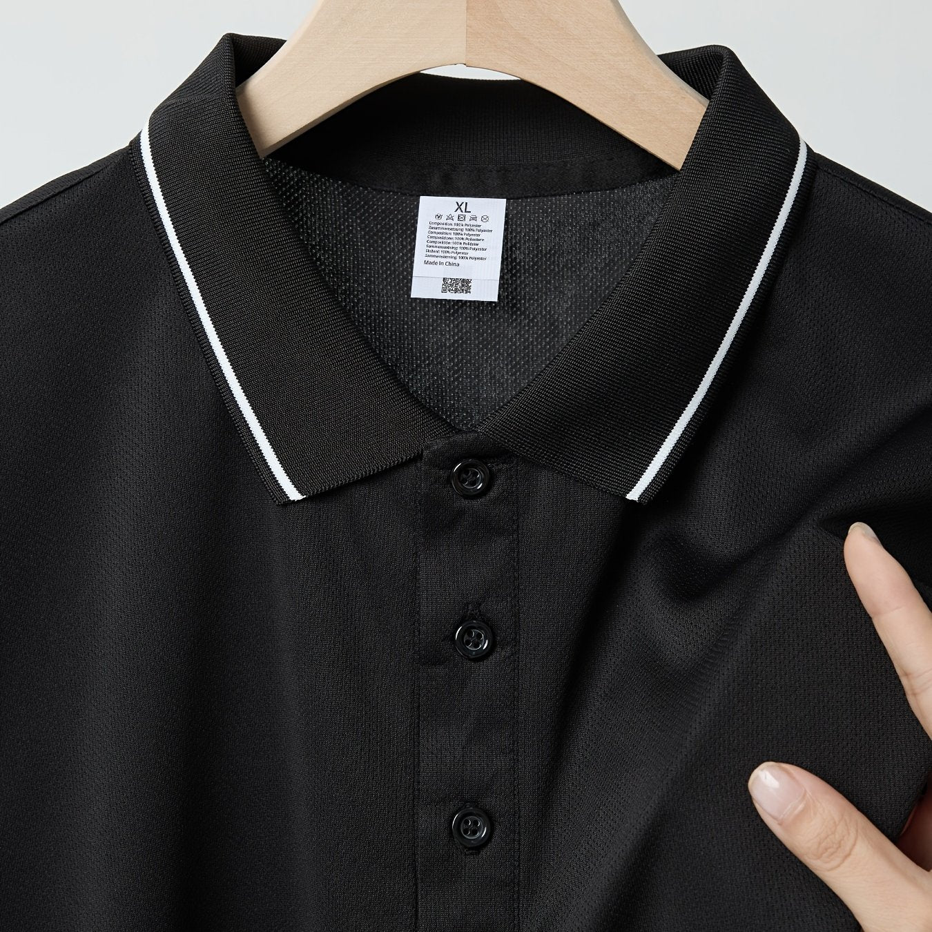 Men's Solid Color Polo Shirt with Breathable Fabric