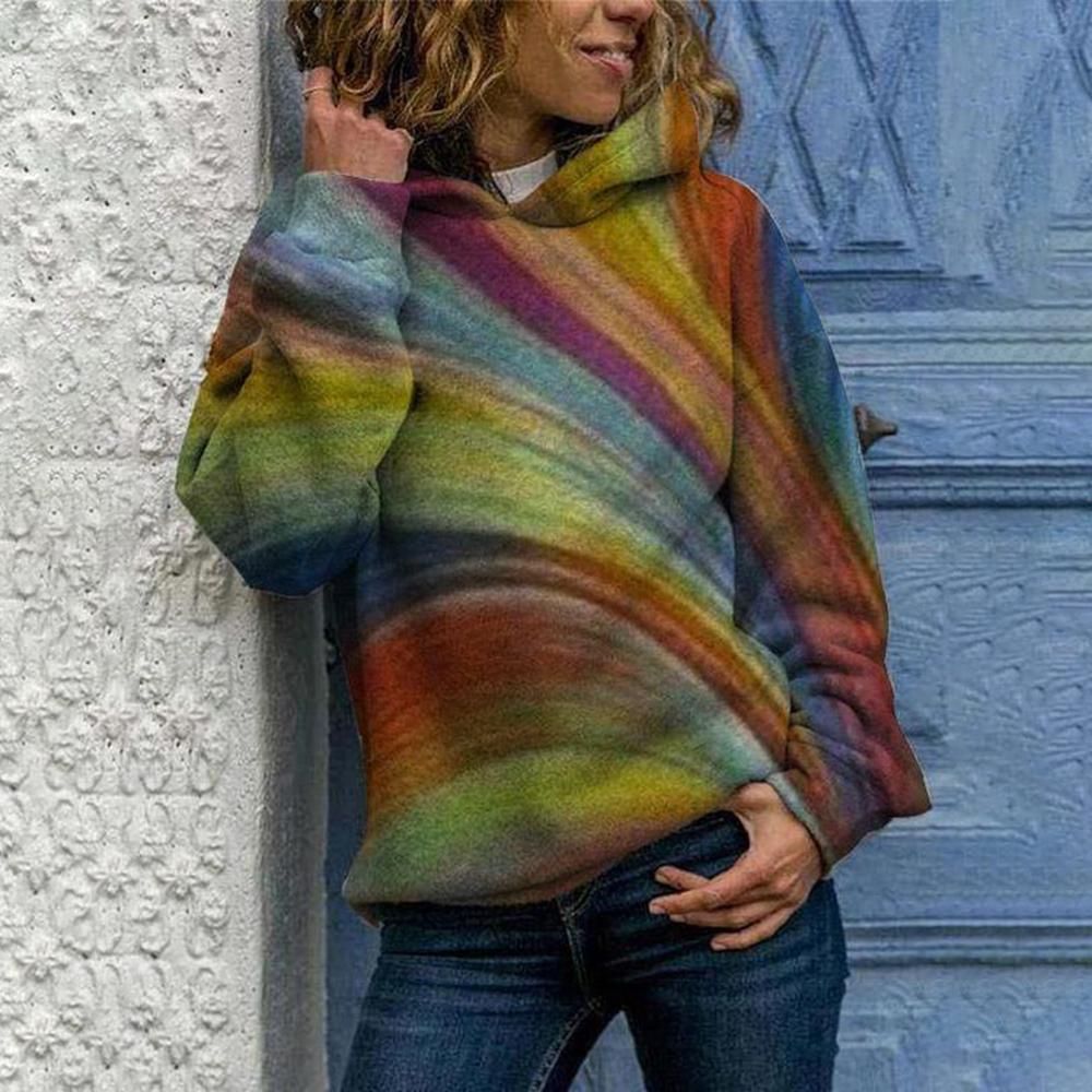 Women's Casual Digital Print Long Sleeve Hoodie