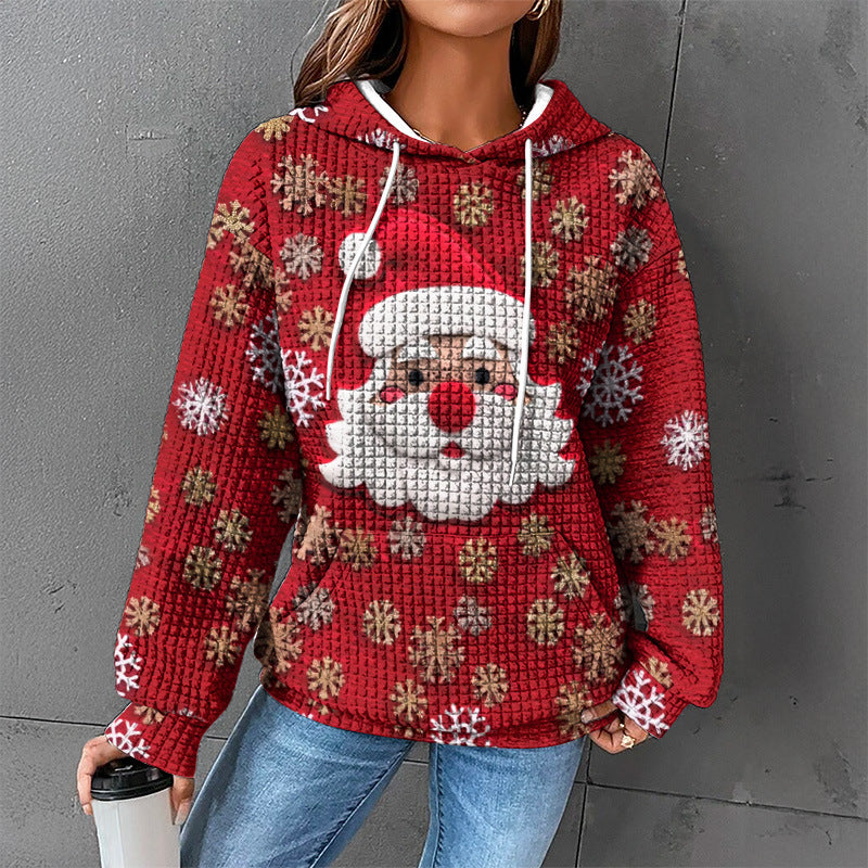 Cozy Waffle Knit Hooded Sweater for Women