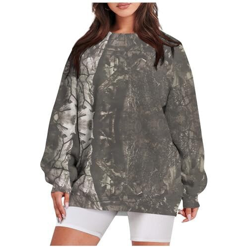 3D Digital Print Casual Long-Sleeve Round Neck Pullover