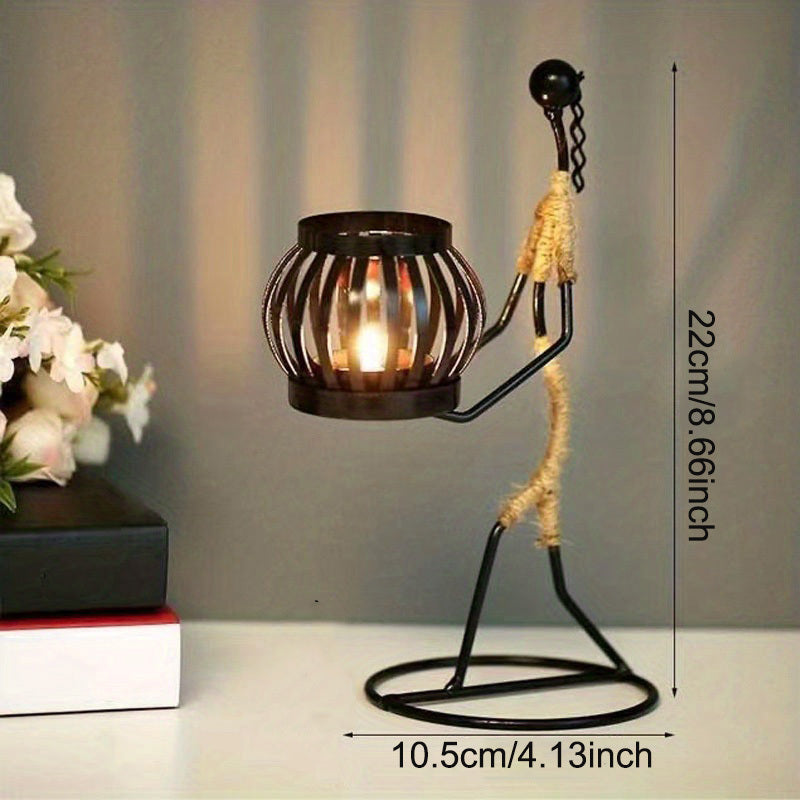 1pc Metal Shaped Candle Holder With A Lady Character Design, Christmas Decoration, Christmas Candle Holder