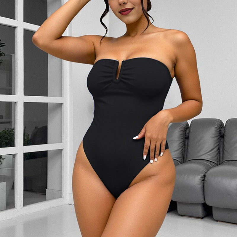 Women's Solid One-Piece Swimsuit Sleek & Supportive