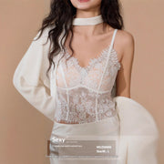 Womens Triangle Cup Bra With Chest Pads Lace Camisole