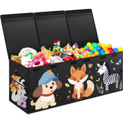 Extra Large Box, Collapsible Sturdy Storage Organizer With Lids, Dinosaur Box For 14+ Boys Girls, Chest Bin Baskets For Living Room, Playroom, Bedroom, Nursery, Black