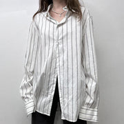 Niche Design Vertical Striped Loose Temperament Shirt
