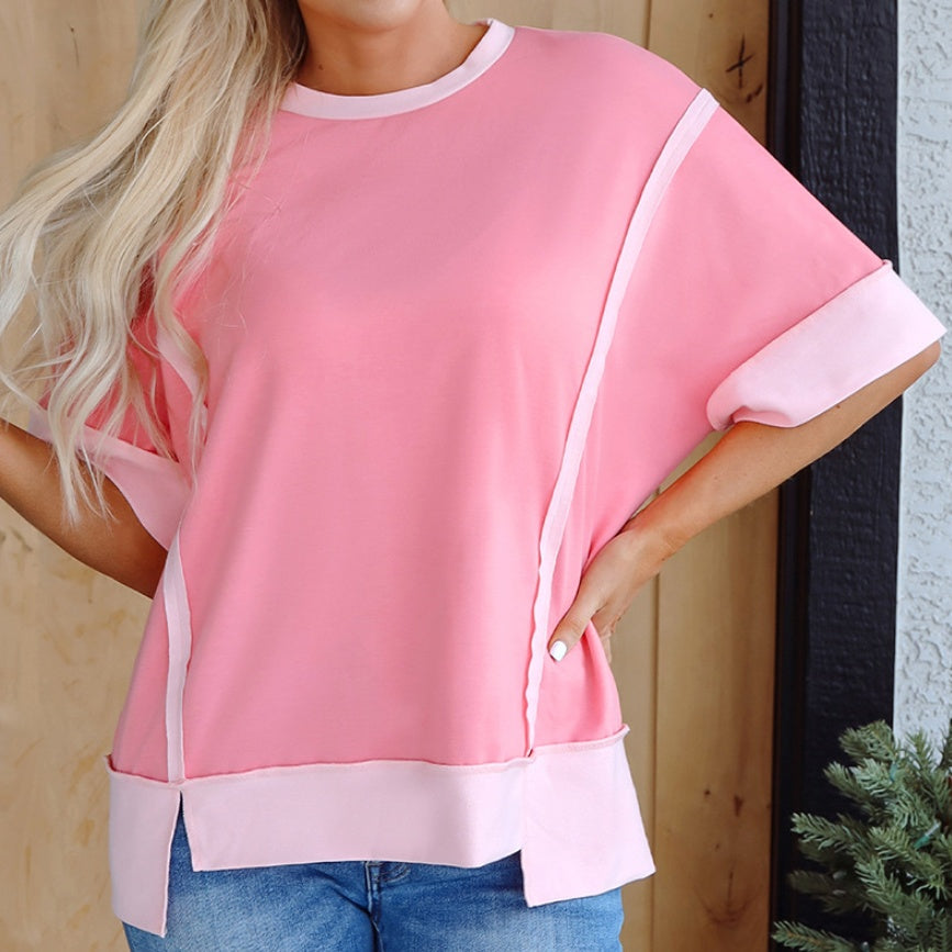 Loose Fit Women’s Short‑Sleeve Round‑Neck T‑Shirt – Casual