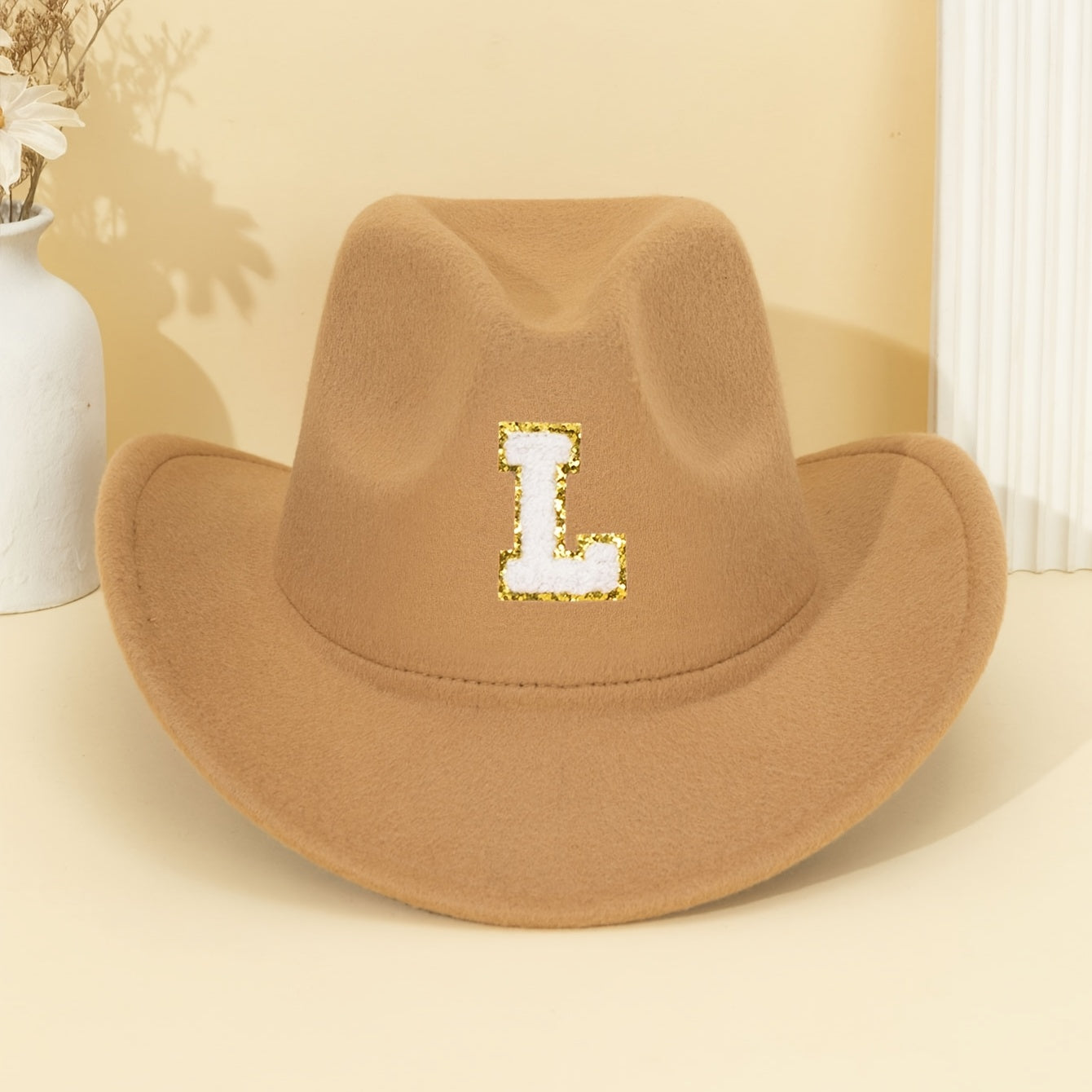 Khaki Alphabet Letter Fedora Hat