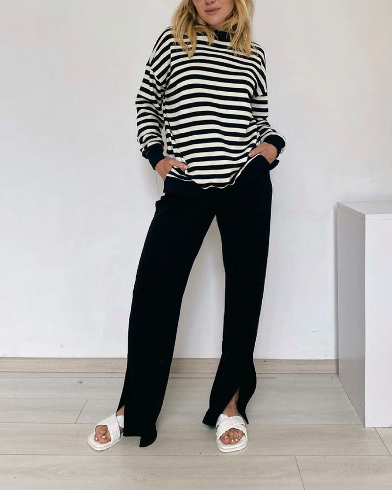 Women's Cozy Striped Knit Pullover Sweater