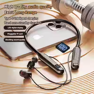 True wireless Bluetooth earbuds with digital display and pluggable memory card support