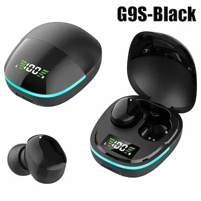 Wireless Bluetooth earbuds with LED display and noise cancelling