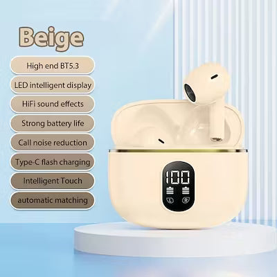 LED display in-ear headphones with Hi-Fi stereo sound and 480mAh battery