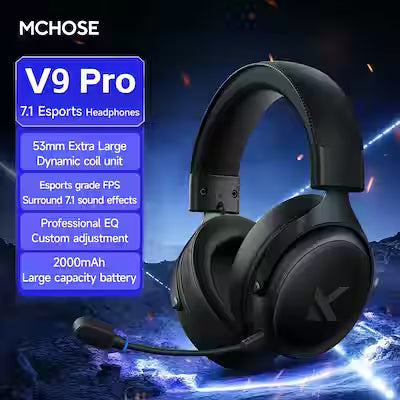 Bluetooth gaming headset with three modes and noise-reducing ear cushions
