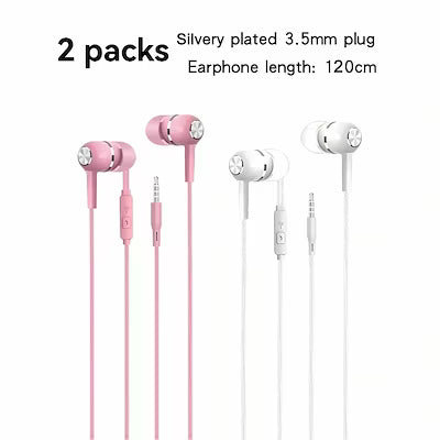 Wired in-ear headphones with 3.5mm plug and inline bass control