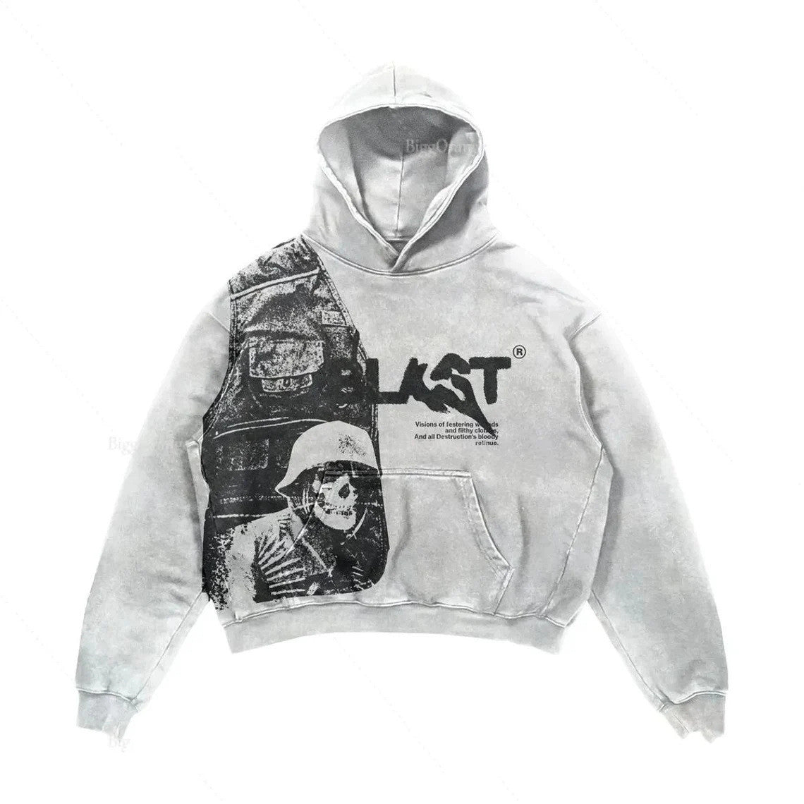 Gothic Patchwork Oversized Pullover Hoodie