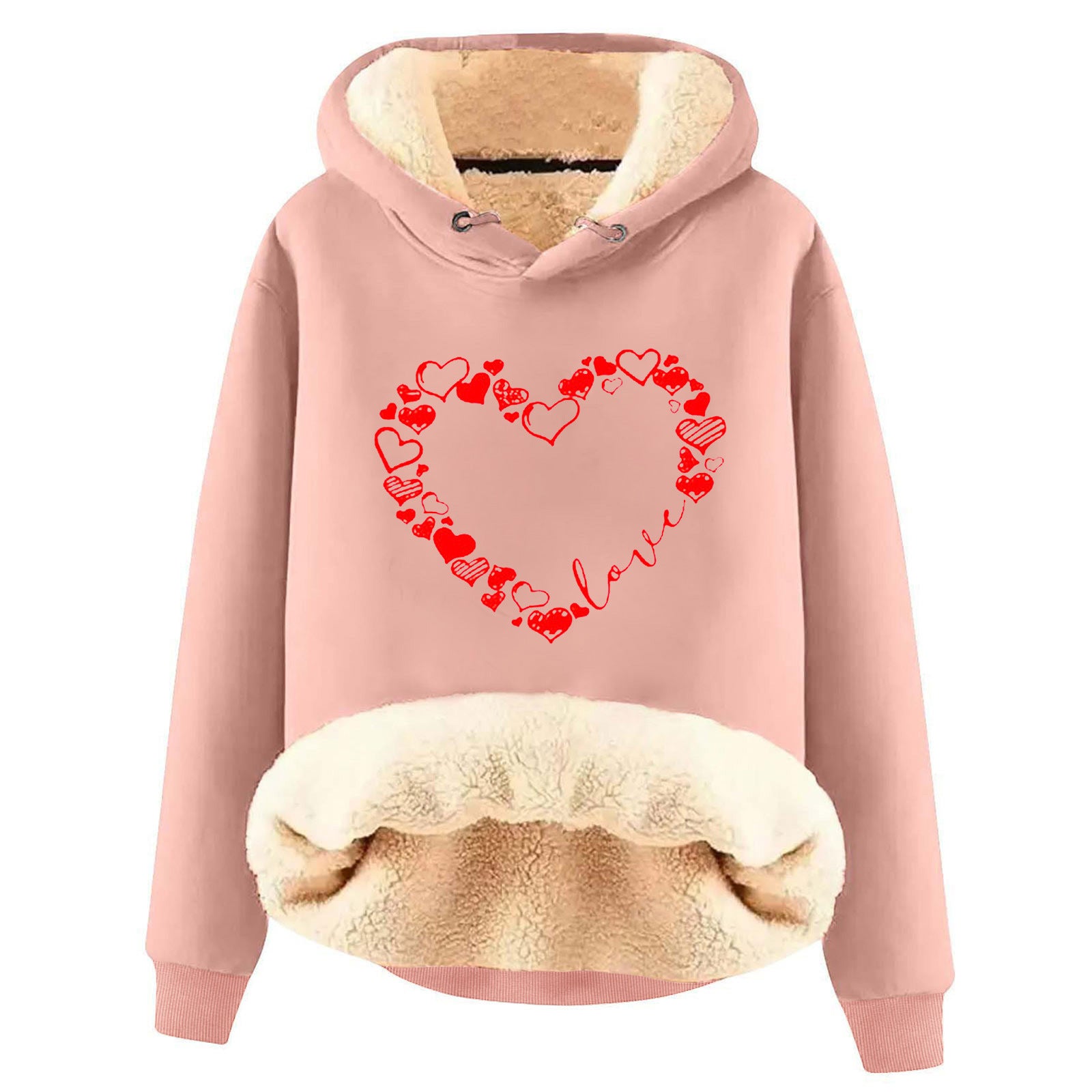 Fleece-Lined Warm Loose Hooded Pullover Sweatshirt