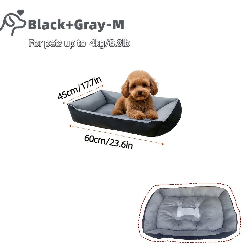 Dog Bed With Removable Cover - Thick Grey Square Pet For Large & Small Dogs, Puppies, Pomeranian, Golden Retriever - Plush Bedding, Durable -Filled For Joint & All-Season