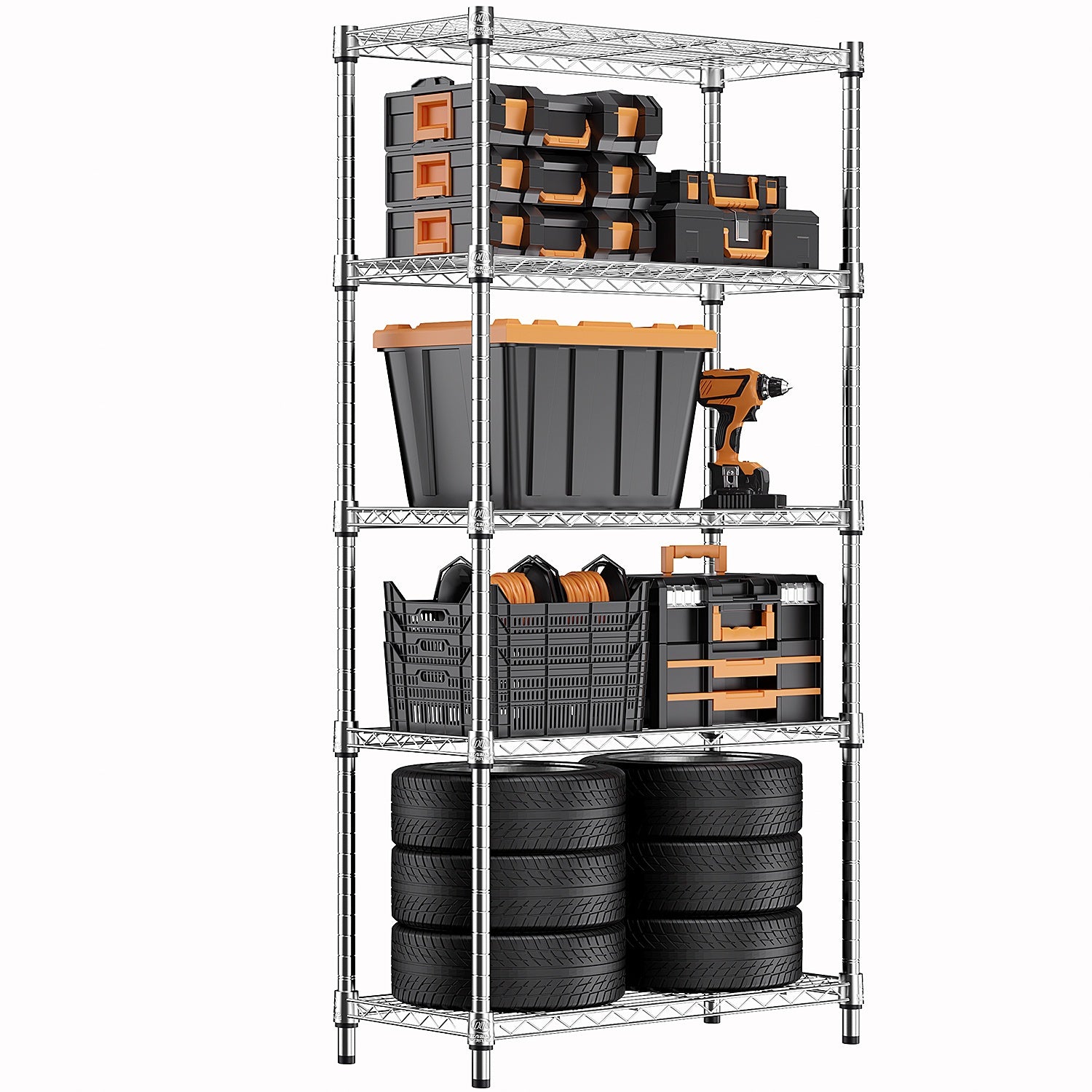 2000/1600 Lbs 5/4 Tier Storage Shelving Steel Heavy Duty Multi-Tier Utility Shelving Unit Steel Organizer Wire Rack For Home, Kitchen, Office Standing Baker'S Racks, Room Decor Shoe Rack Bathroom...