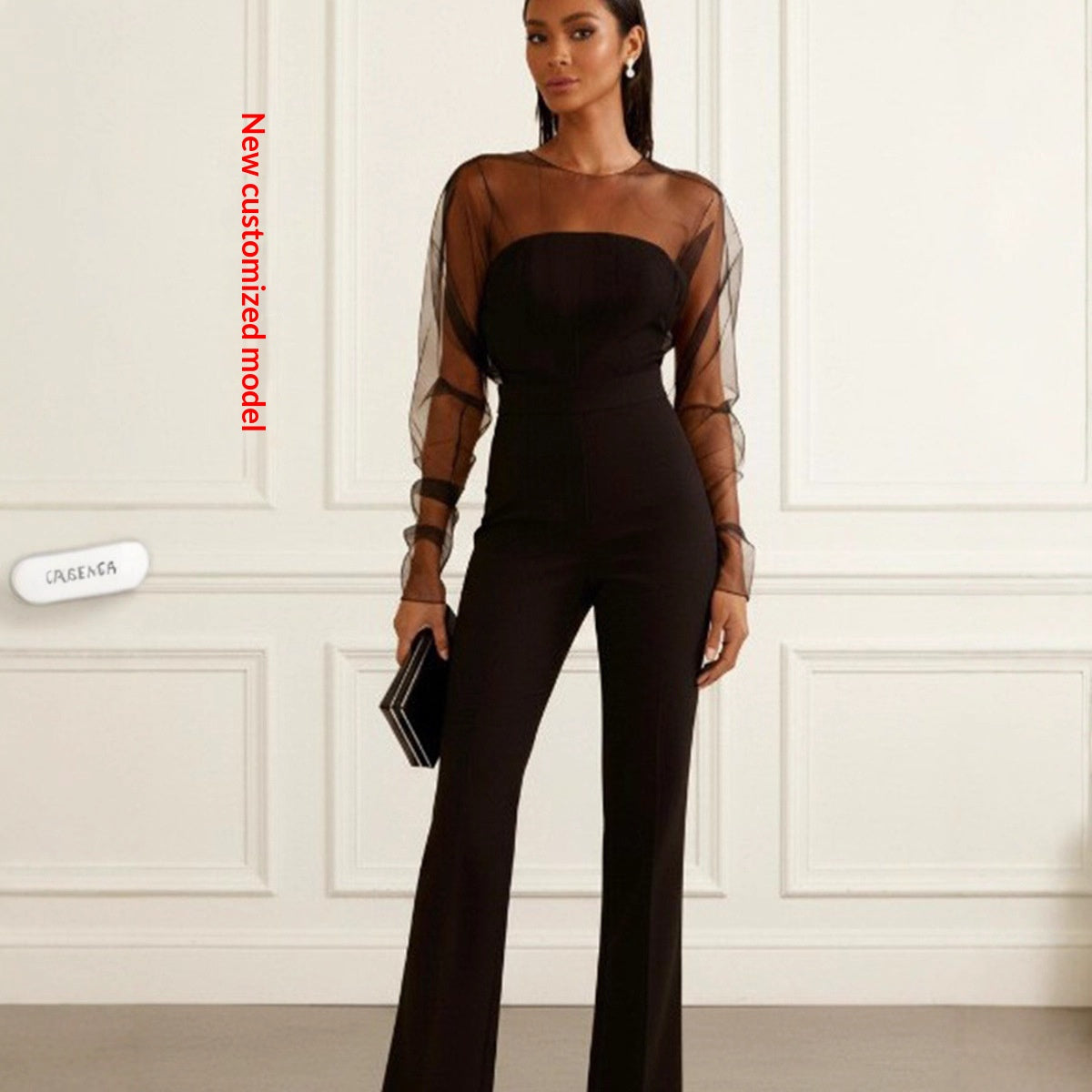Women's Mesh Spliced High Waist Jumpsuit & Tube Top