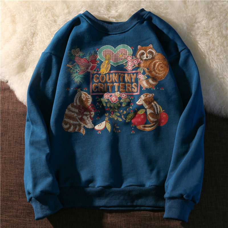 Chic Embroidered Stand Collar Women's Sweater Coat