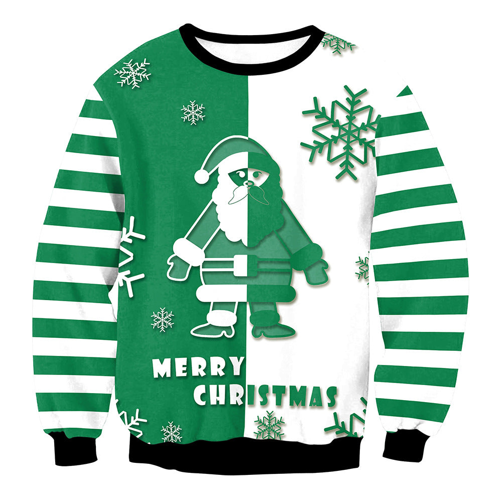 Festive Elk Print Christmas Sweater Long Sleeve Pullover