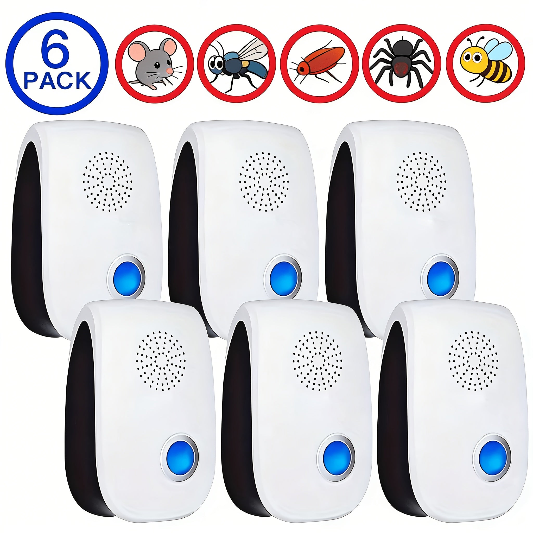 Ultrasonic Insect Repellent Pack – 4/6/8 Plug‑In Units for Cockroaches, Rodents, Ants, Mosquitoes and Spiders