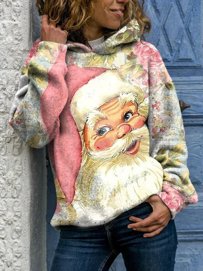 Festive Christmas Digital Print Pullover Hoodie