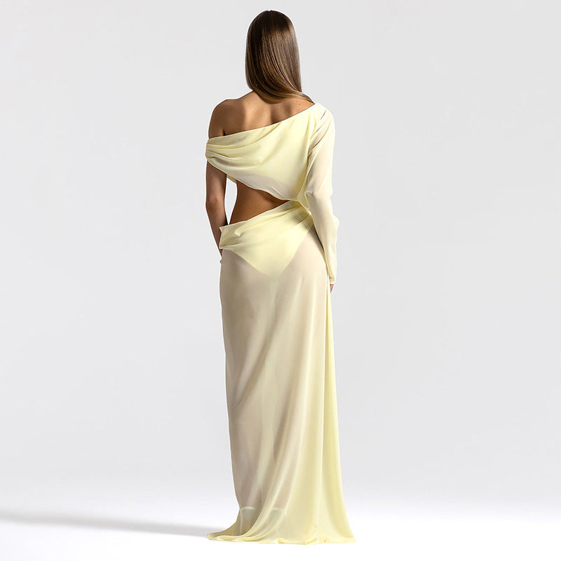 Chic One-Shoulder Chiffon A-Line Summer Dress