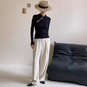 Slim Fit Hollow‑Out Cheongsam Knit Top with Flared Sleeves