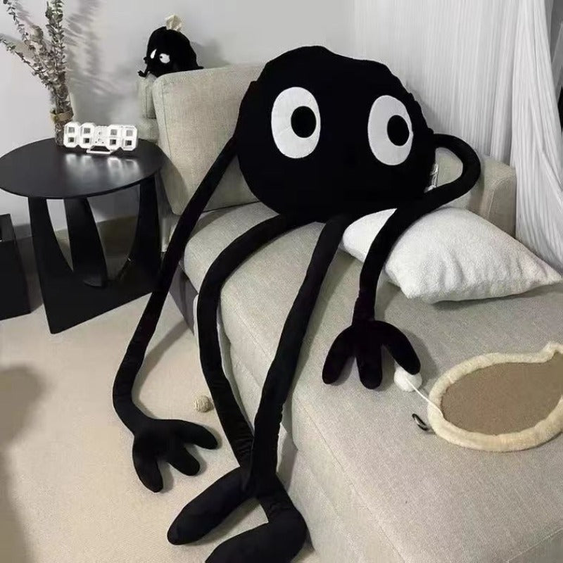 Black Coal Ball Plush Cushion, 32 Inches, Long-Armed and Long-Legged Design