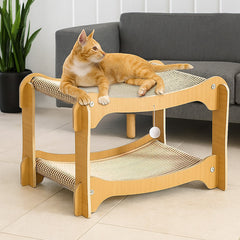 Dual Layer Cat Scratcher Bed with Woven U-Shaped Design