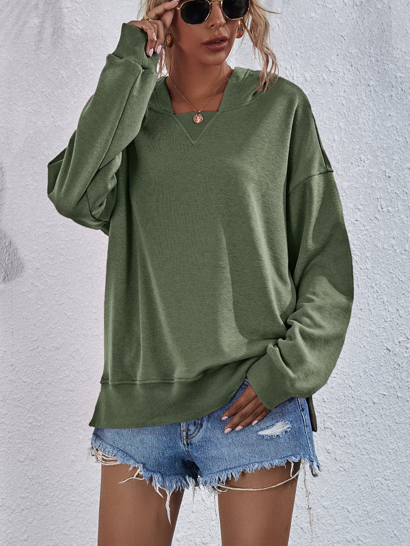 Women's Cozy Candy Color Casual Long Sleeve Sports Hoodie