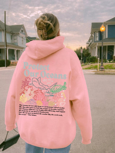 Protect Our Oceans Women's Loose Graphic Hoodie