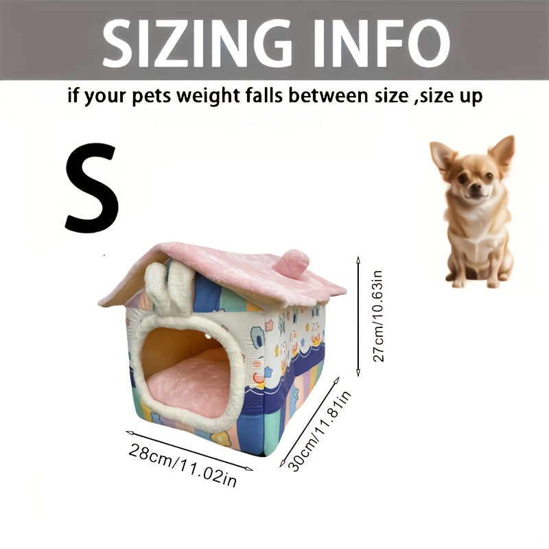 Four-Season Dog House, All-Weather Use, Detachable And Washable, Soft And Comfortable Dog Bed With Cushion, Polyester Material, Non-Slip Base, Suitable For Cats And Dogs