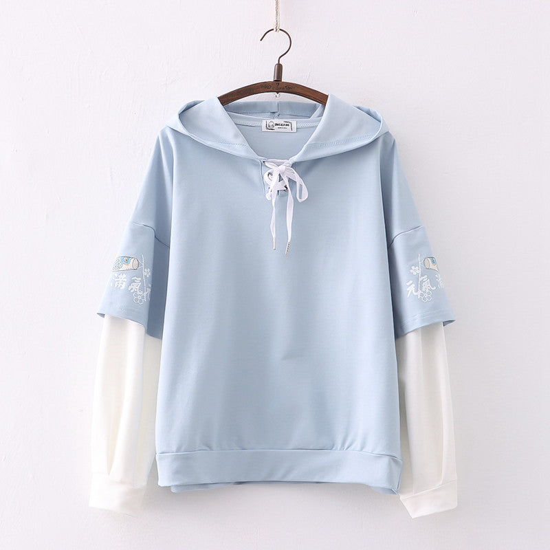 Women's Printed Sleeve Hooded Pullover Hoodie
