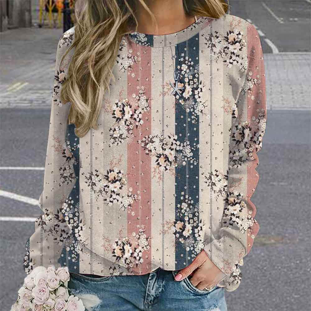 Women's Retro Tie-Dye 3D Digital Print Pullover Sweater