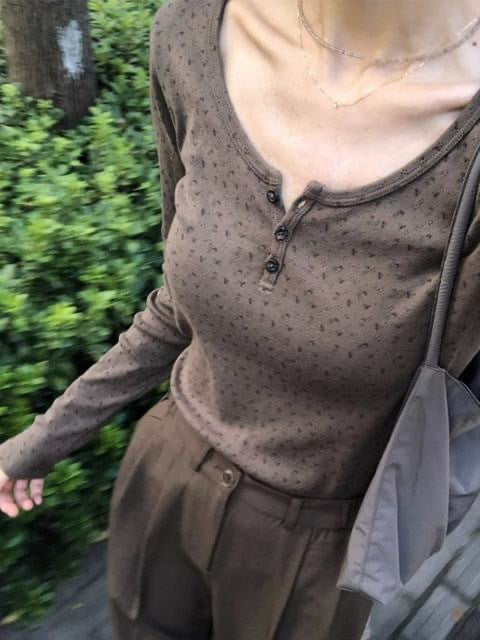 Vintage Slim-Fit Button Long Sleeve Women's Base Shirt