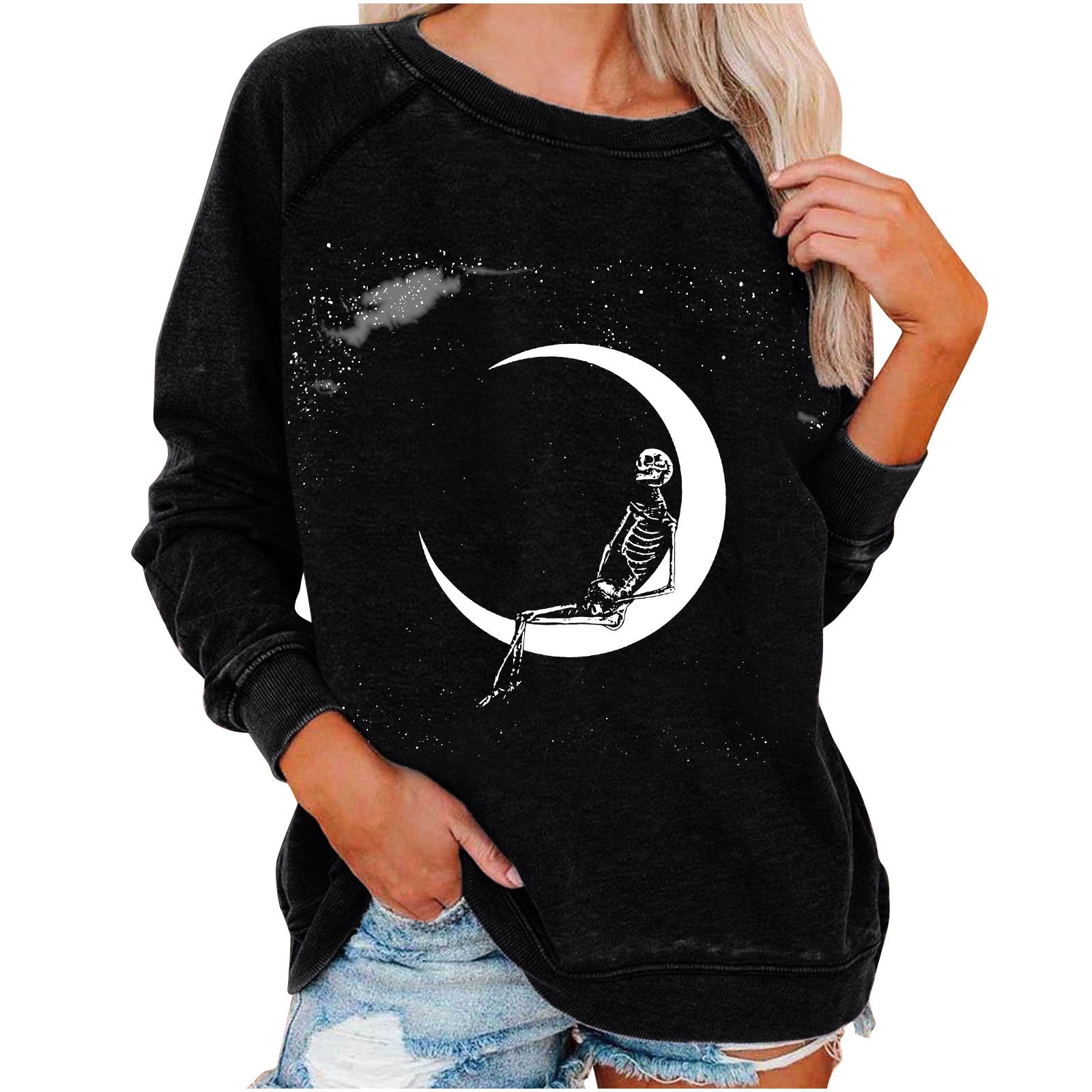 Women's Halloween Skull Graphic Sweatshirt