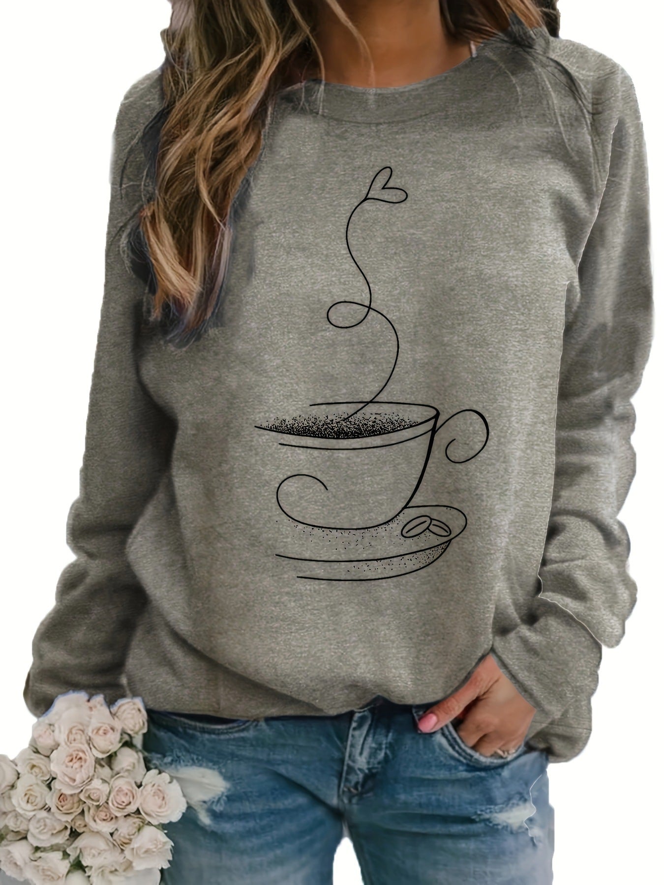 Women's Graphic Print Crew Neck Casual Sweater