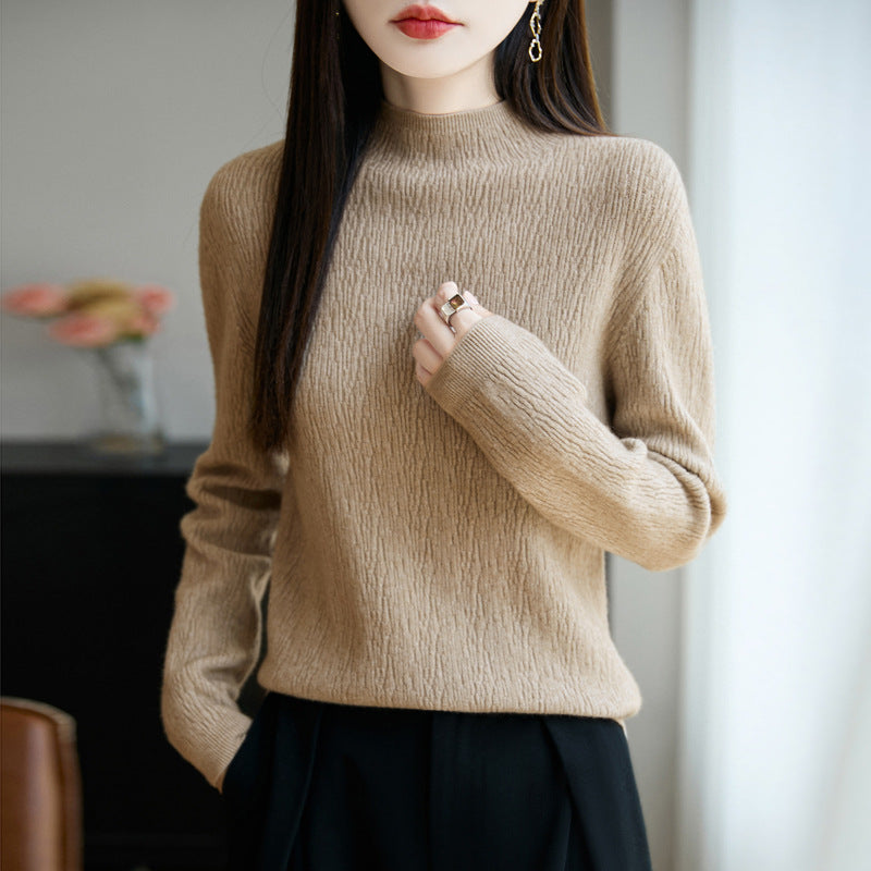 Women's Loose-fitting Mid-neck Sweater Long Sleeve Base