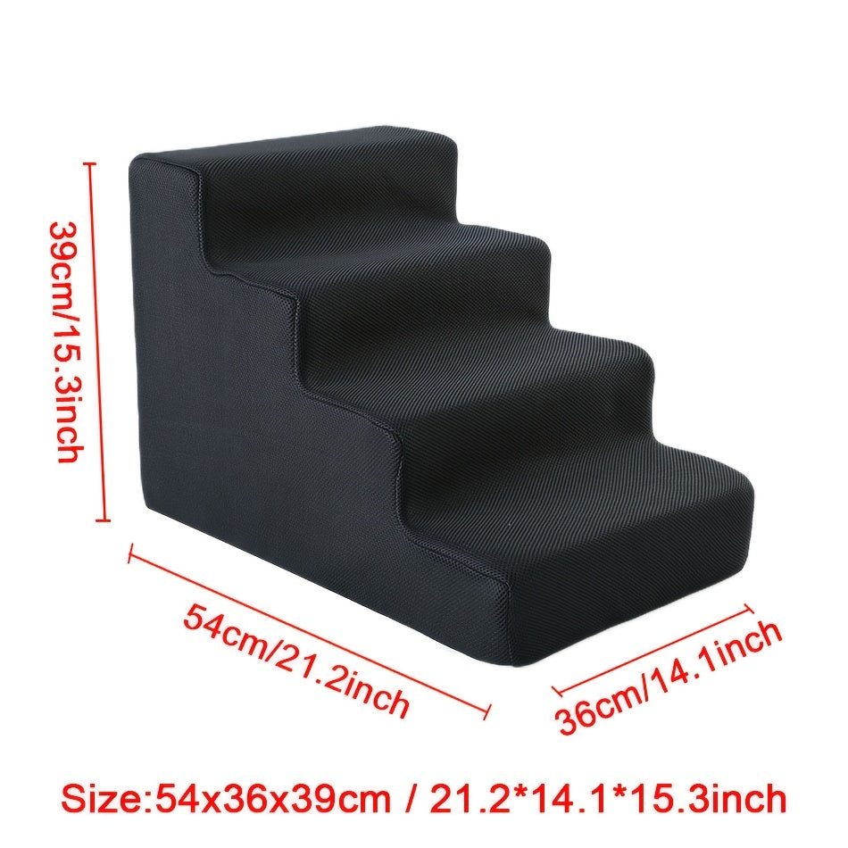 Durable  Comfortable 4-step Pet Stairs  Non-slip Sponge Material  Ergonomic Dog Ladder For Sofa & Bed  Safe For Senior Pets  Indoor/outdoor Use  Modern Pet Furniture  Sturdy Construction
