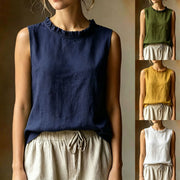 Loose-fitting Round-neck Sleeveless Blouse For Women