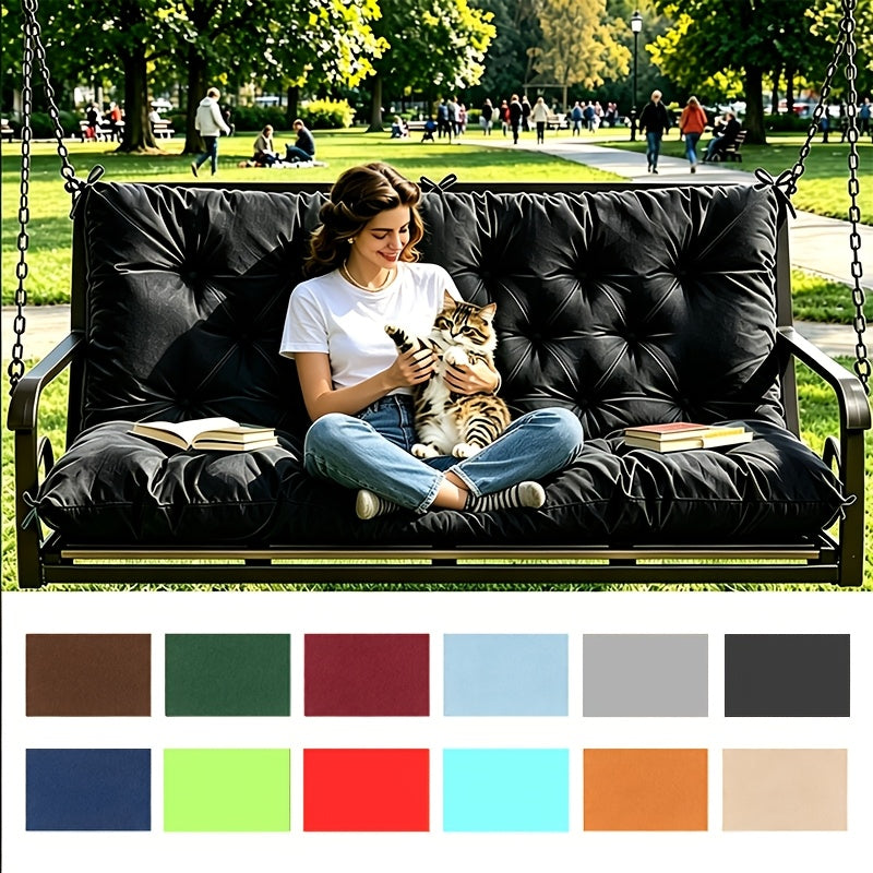 Porch Swing Cushions Outdoor Waterproof Thickened 5" Backyard Swing Cushion with Backrest And Ties 2-3 Seat Outdoor Swing Cushions Replacement for Porch Patio Garden Lawn 60/48/40X40X5 INCH