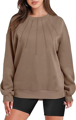 Women's Casual Pleated Round-Neck Fashion Sweater