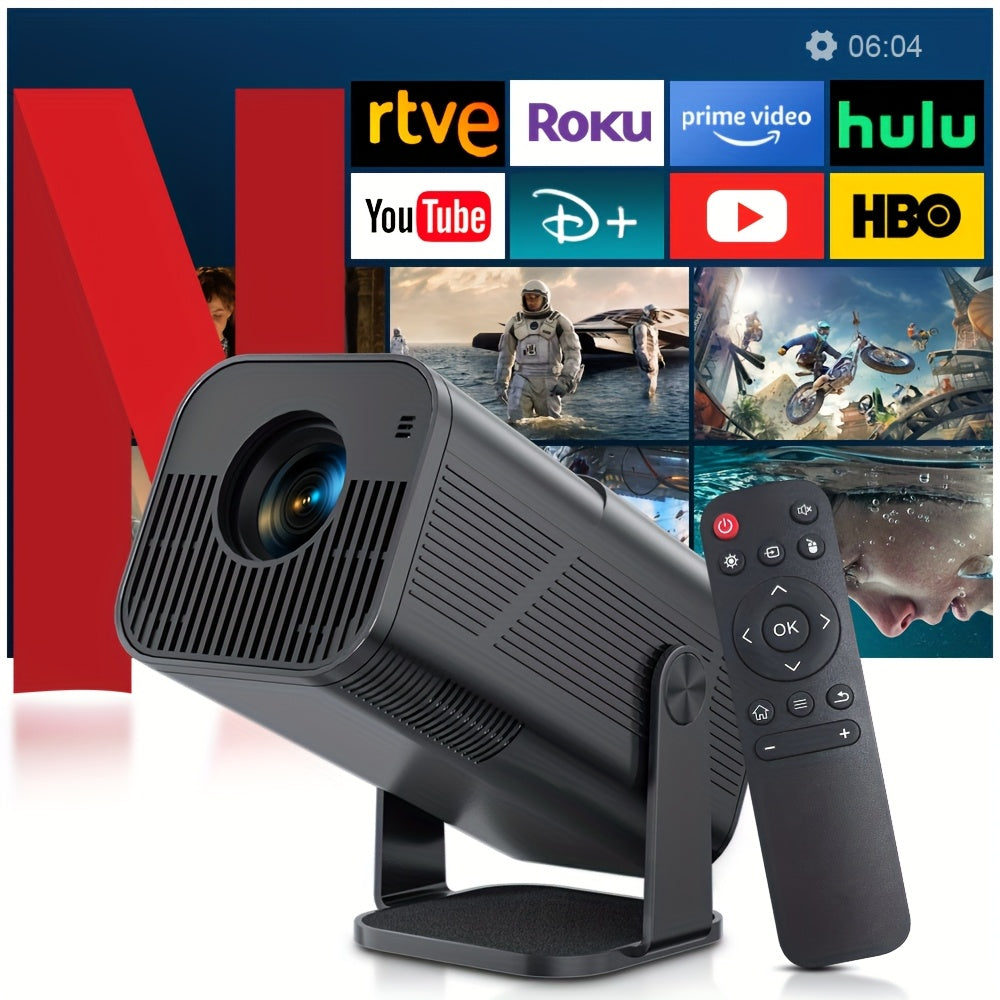 AMOVFILM Portable Smart Projector with Android 11.0, 4K Supported Mini Projector, Built-in Speakers & WiFi 6/BT 5.0, 1080P Full HD Home Theater Projector for Smartphone/PC/Laptop, Compatible with N...