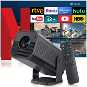 AMOVFILM Portable Smart Projector with Android 11.0, 4K Supported Mini Projector, Built-in Speakers & WiFi 6/BT 5.0, 1080P Full HD Home Theater Projector for Smartphone/PC/Laptop, Compatible with N...