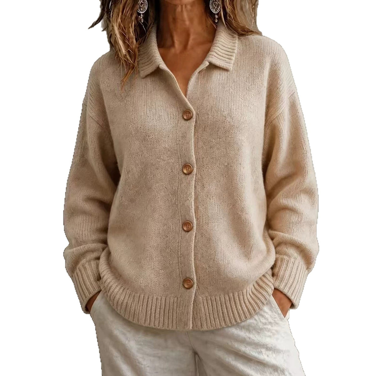 Single-breasted Long-sleeve Sweater Jacket